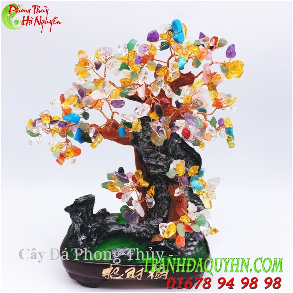 Cây tài lộc đá thạch anh đa sắc